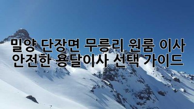 밀양 단장면 무릉리 원룸 이사, 안전한 용달이사 선택 가이드